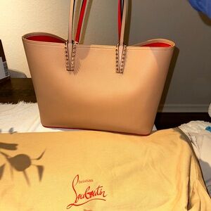 Christian Louboutin Leather Cabata Tote with Wristlet, Red Organizer & Dustbag
